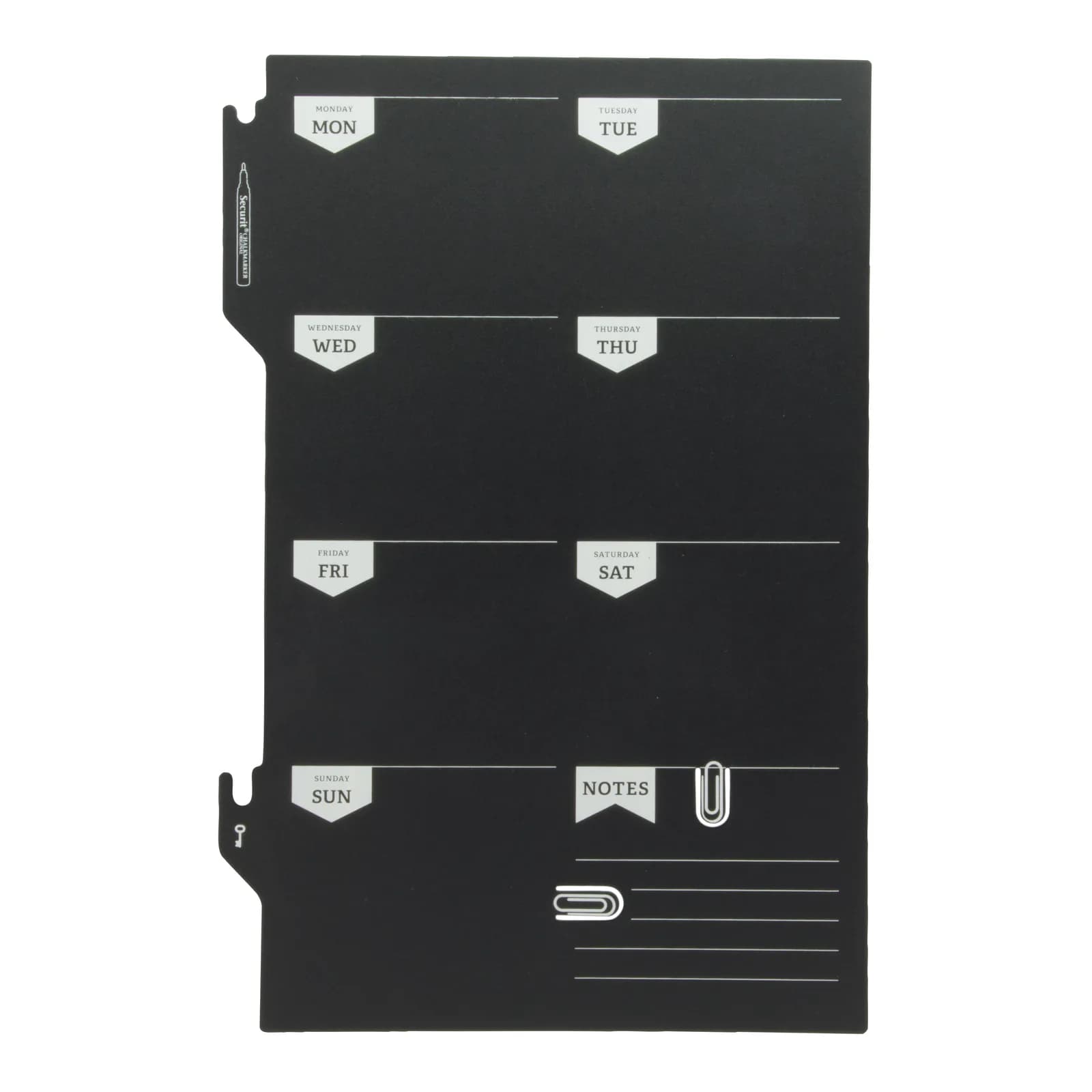 Securit® Ardoise murale - Planificateur de semaine - Feutre-craie et kit velcro pour accrochage mural inclus - Fin de sé