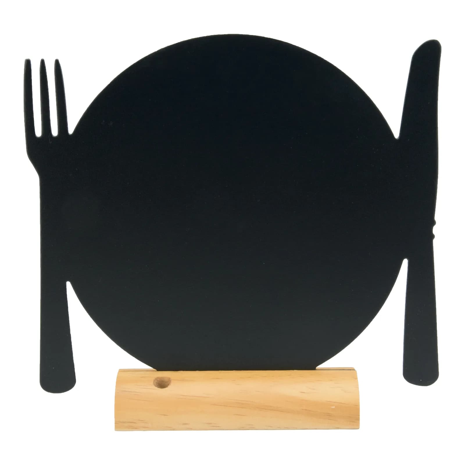 Securit® Ardoise de table - Silhouette Assiette - Socle en bois - Feutre-craie inclus