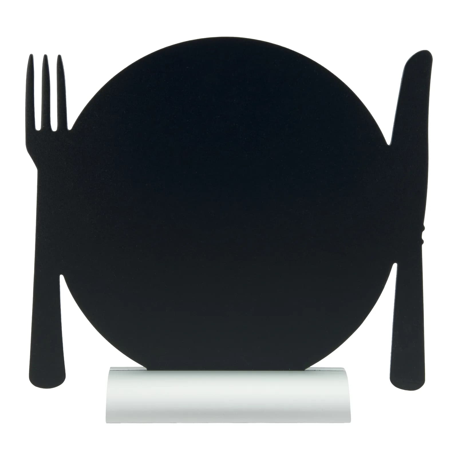 Securit® Ardoise de table - Silhouette Assiette - Socle en aluminium - Feutre-craie inclus