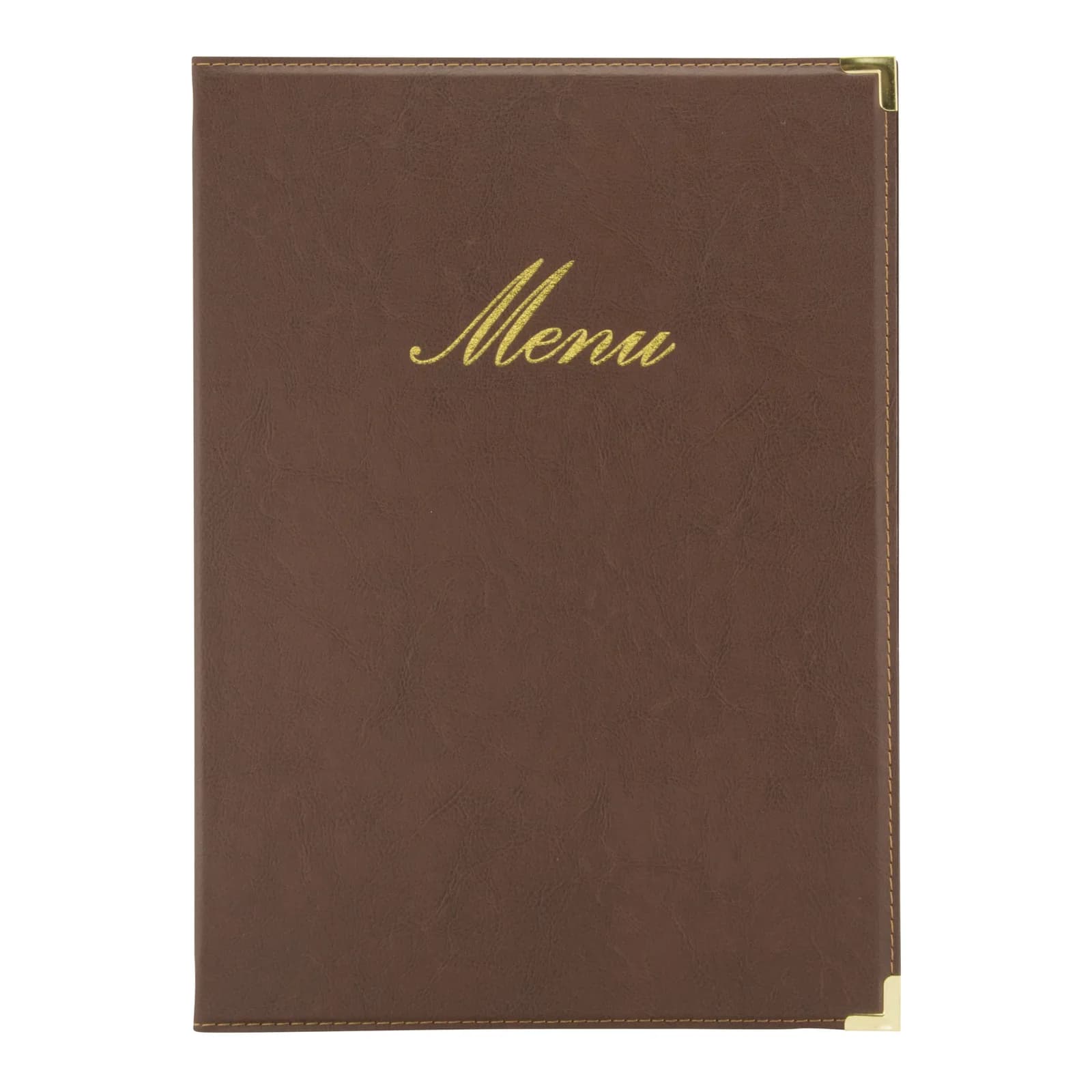 Securit® Protège-menu A4 "Classic" - Marron - Simili-cuir - 4 vues