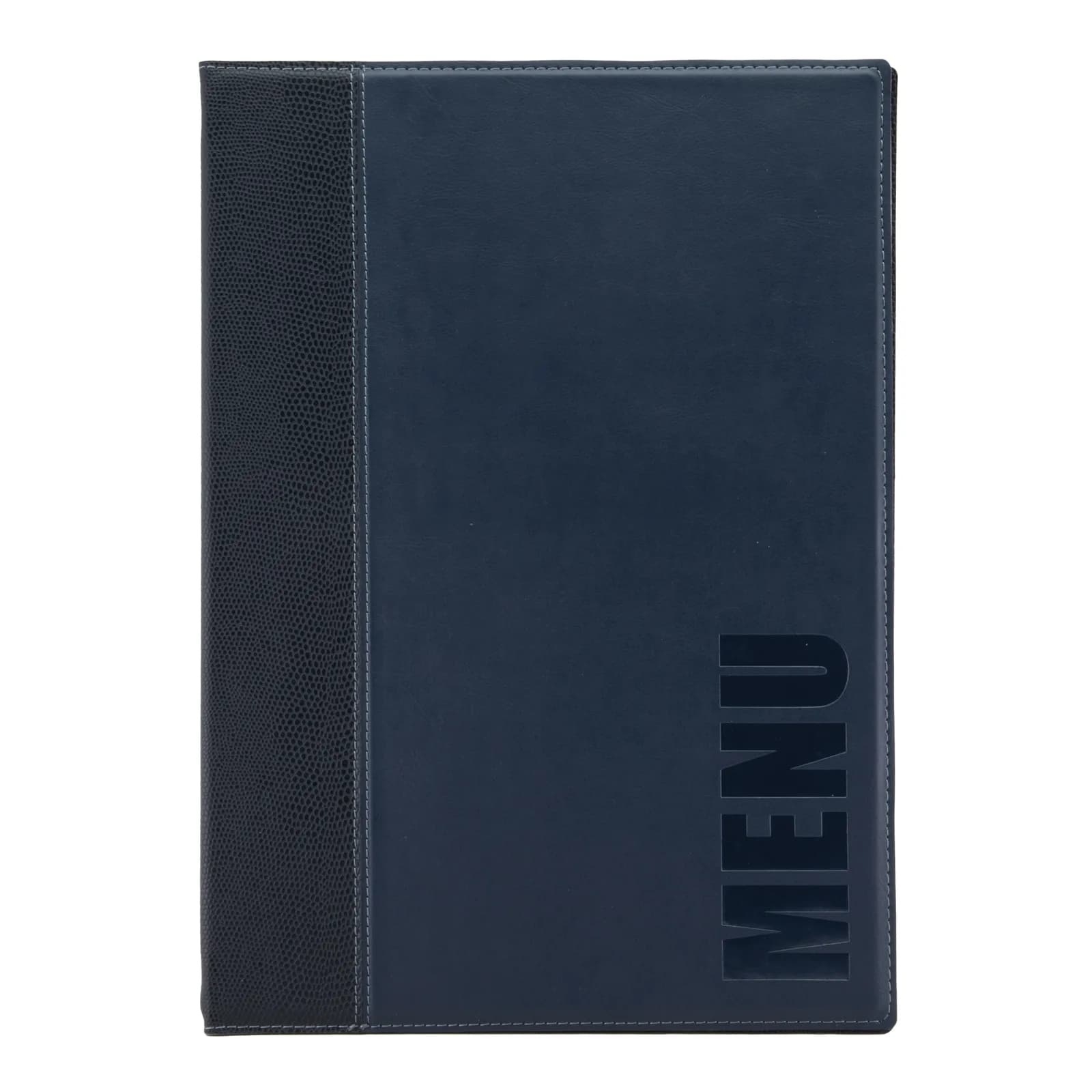 Securit® Protège-menu A4 "Trendy" - Bleu - Simili-cuir - 4 vues