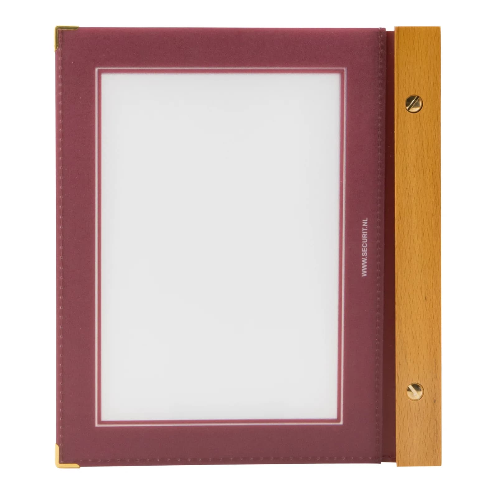 Securit® Protège-menu A5 "Wood" - Bordeaux - 4 vues
