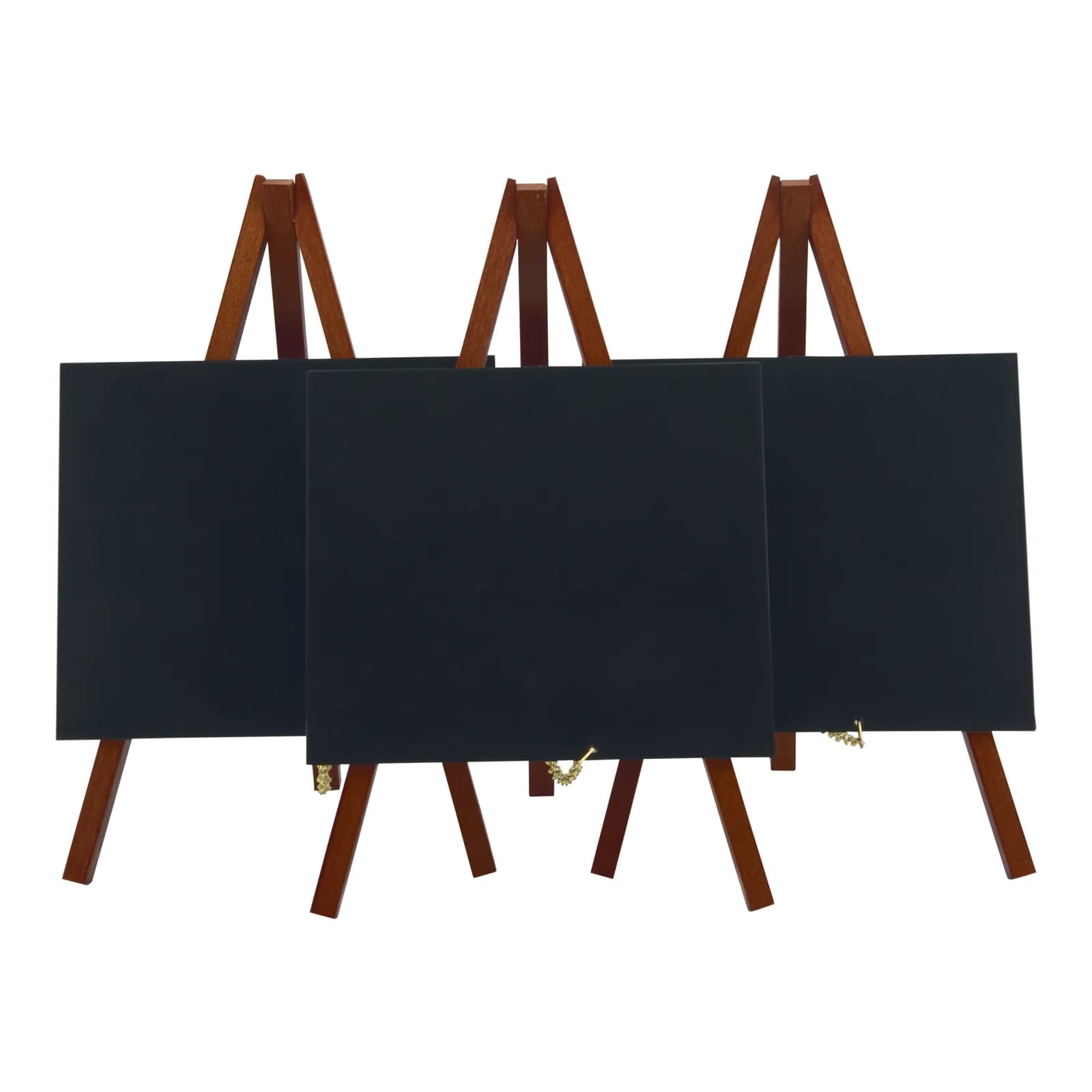 Securit® Lot de 3 Mini Ardoises de table sur chevalets - Bois finition acajou laqué