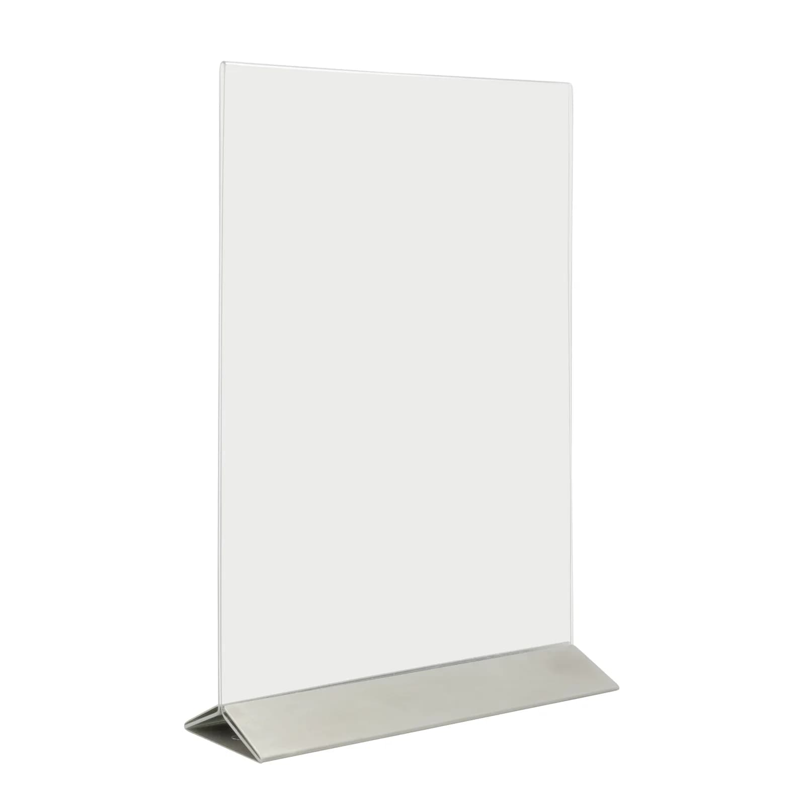 Securit® Porte‑affiche transparent A4 - Vertical - Acrylique - Socle en acier inoxydable - Double-face