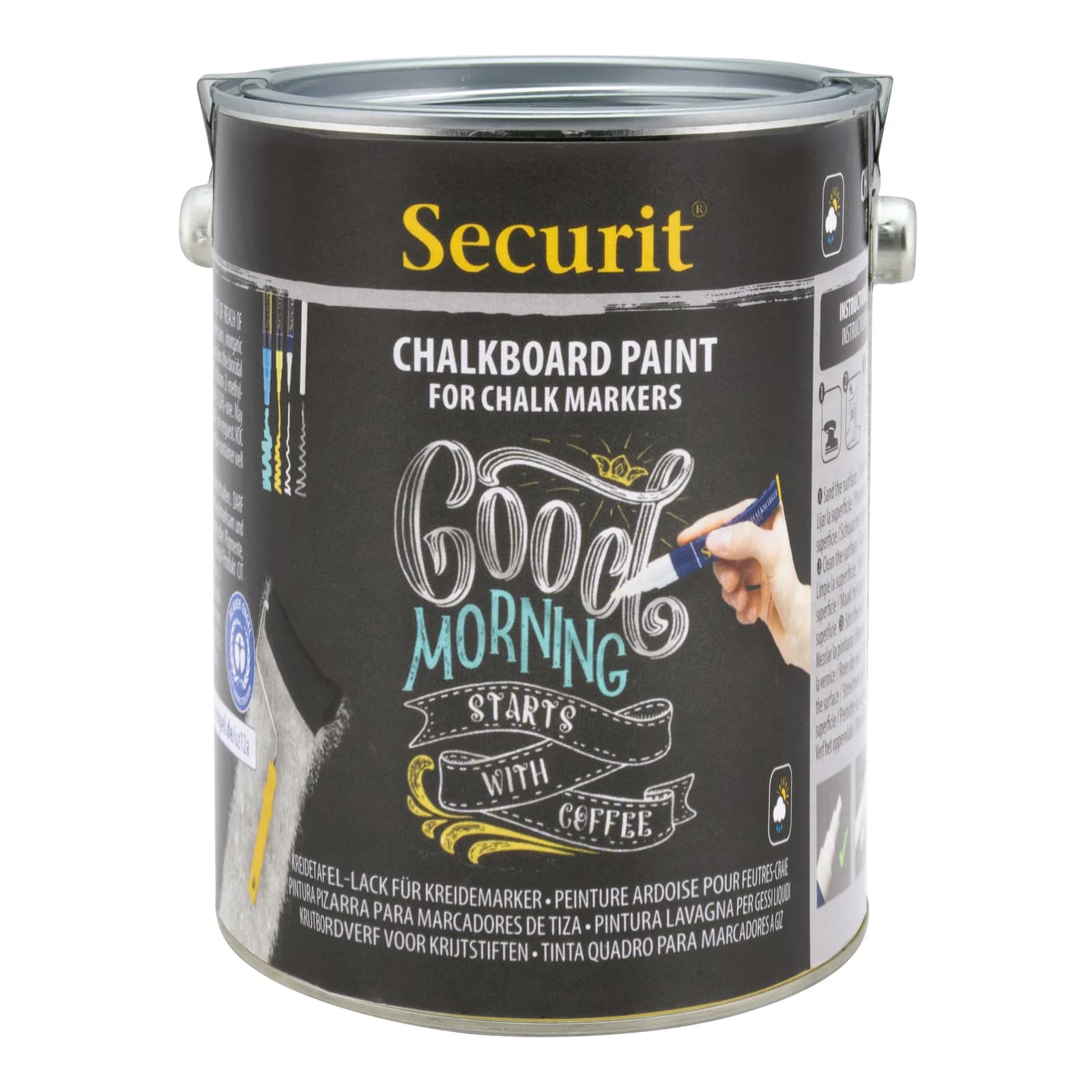 Securit® Pot de peinture acrylique pour ardoise à base d'eau - Noir - 2,5L