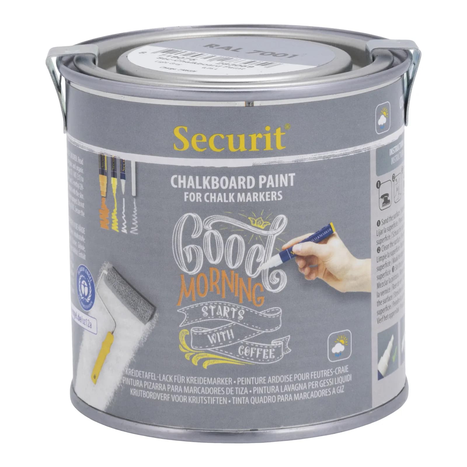 Securit® Pot de peinture acrylique pour ardoise à base d'eau - Gris - 250ml