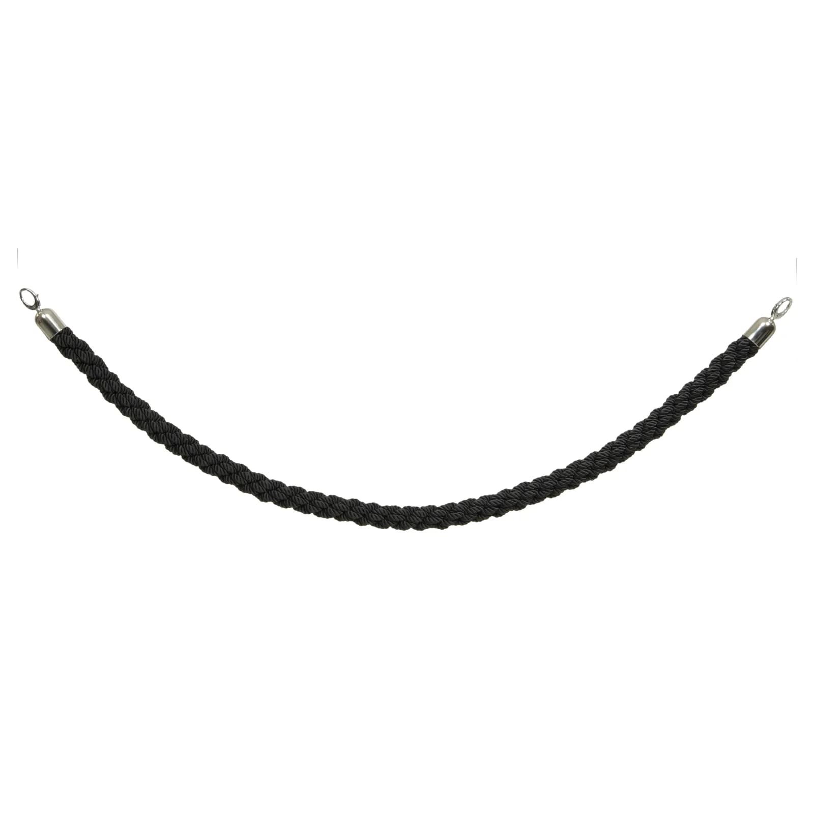 Securit® Corde tressée pour Poteau d'accueil "Classic" - Noir - Embouts Chromés - 150cm