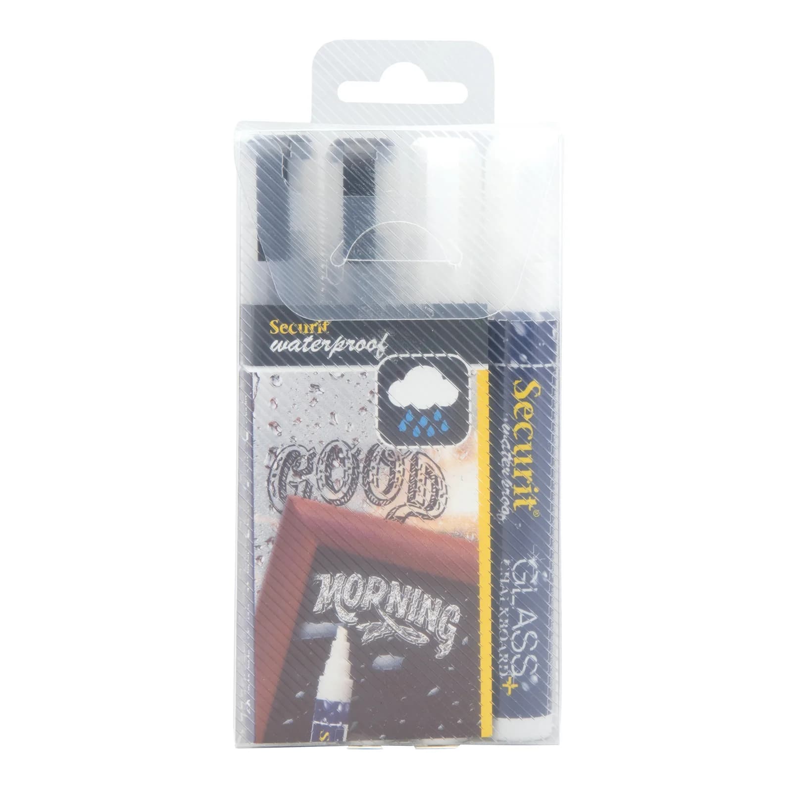 Securit® Lot de 4 Feutres-craie à encre liquide Waterproof - Blanc, Noir - Taille de mine 2-6mm biseautée