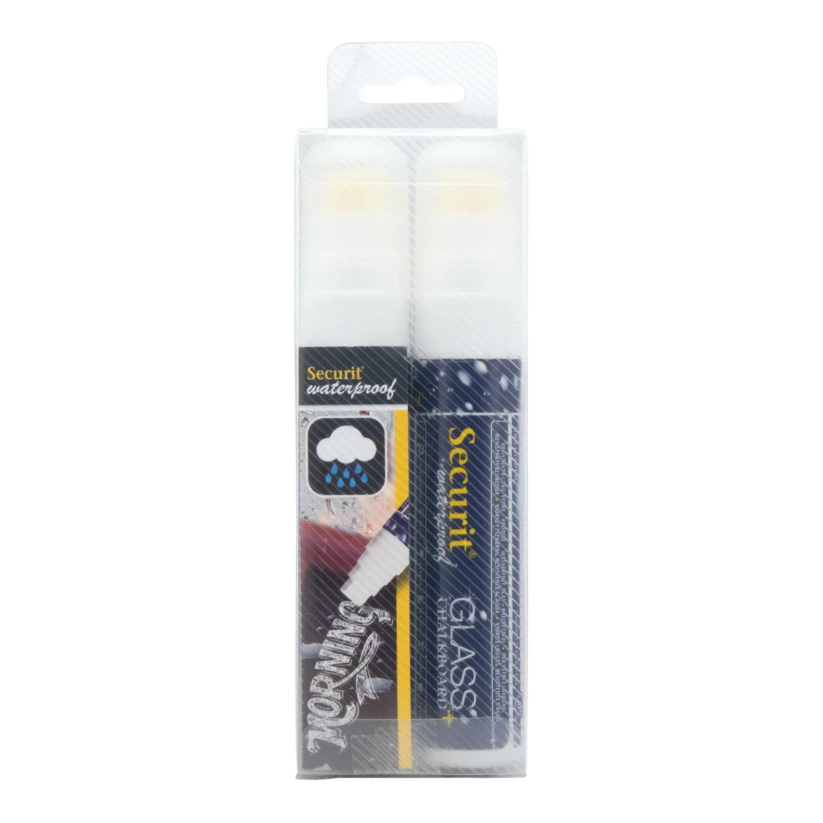 Securit® Lot de 2 Feutres-craie à encre liquide Waterproof - Blanc - Taille de mine 7-15mm rectangulaire