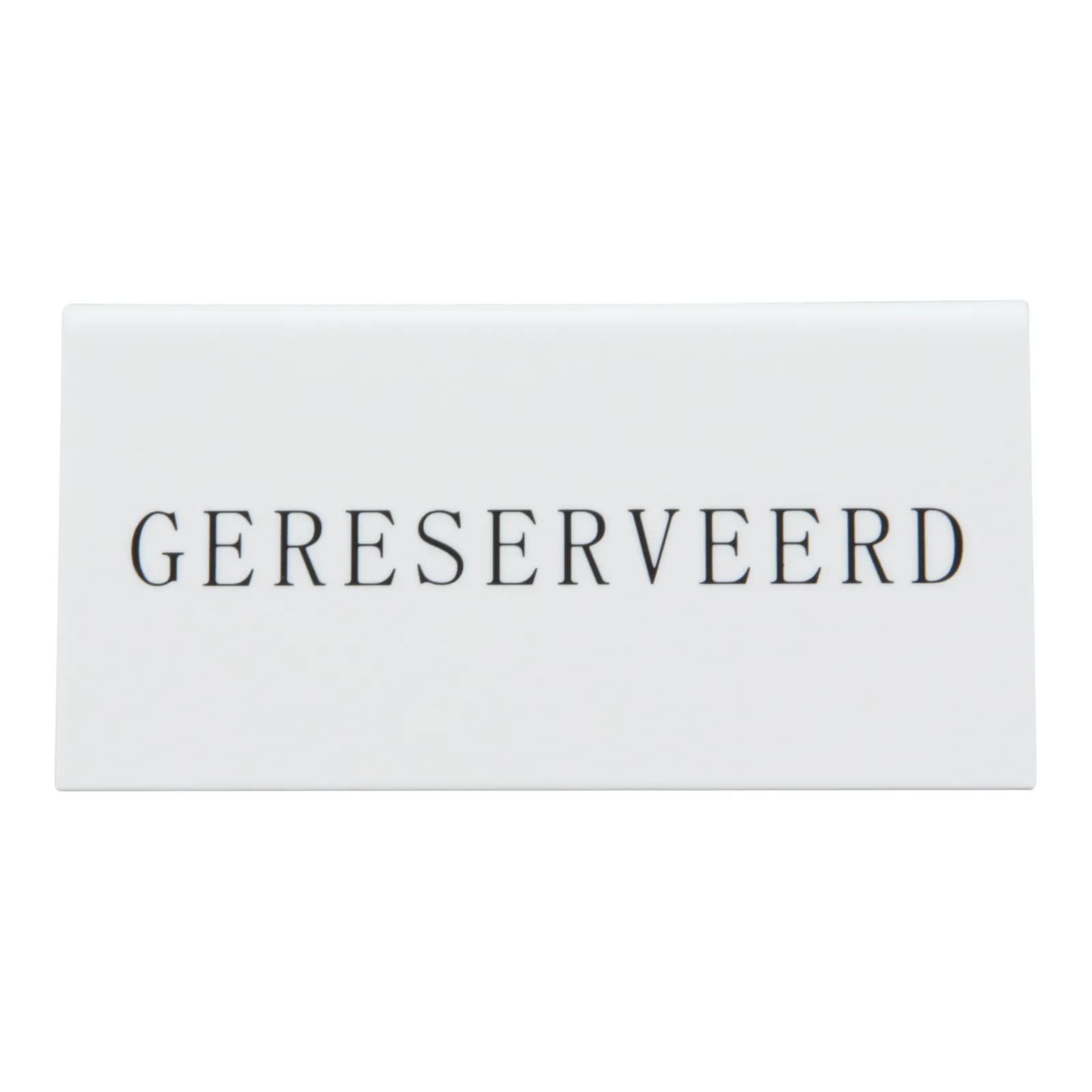 Securit® Lot de 5 Chevalets réservation de table "Gereserveerd" (Néerlandais) - Acrylique blanc avec lettres noirs