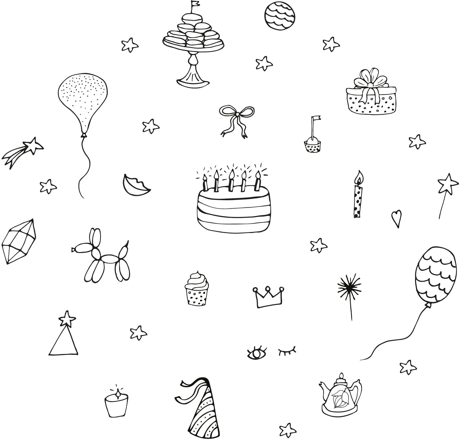 Securit® Lot de 3 Pochoirs pour Fenêtre A2 - Thème Anniversaire Fille - Feutre-craie inclus