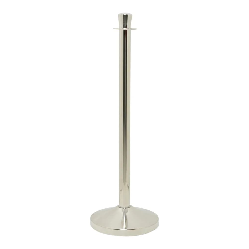 Securit® Poteau d'accueil "Classic" - Chrome - Tête plate - Ensemble pied + socle - 100cm