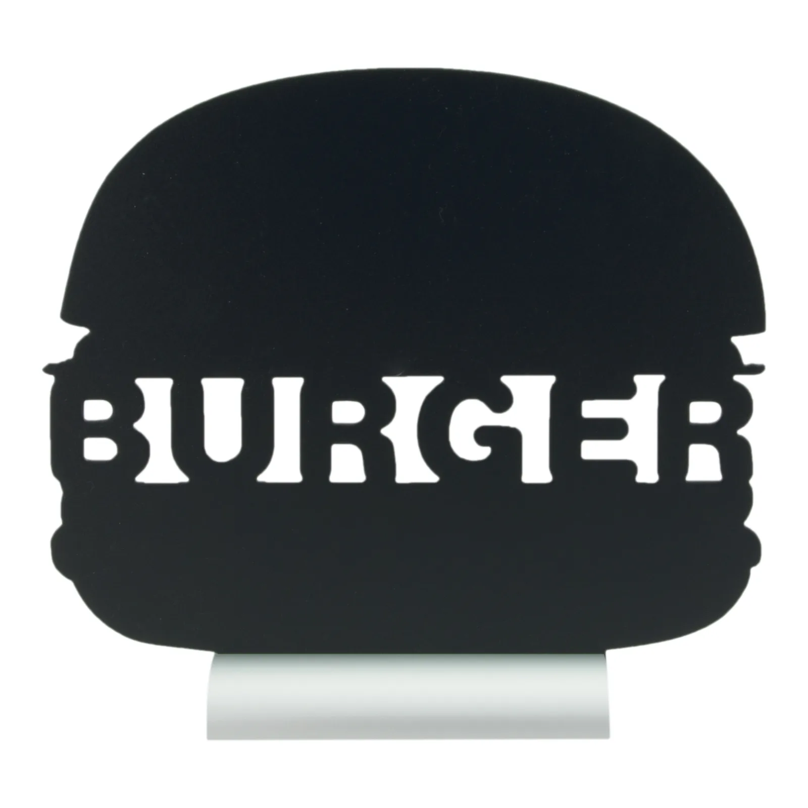 Securit® Ardoise de table - Silhouette Burger - Socle en aluminium - Feutre-craie inclus - FDS